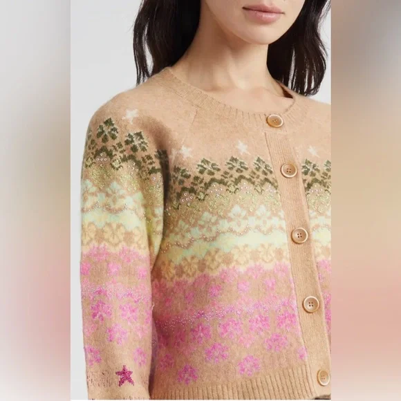 💚Cinq à Sept🩷Millie Fair Isle Cardigan Sweater